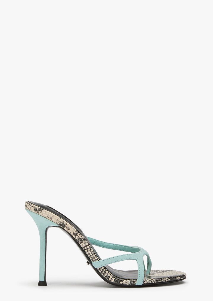 Dima Turquoise Suede/Ecru Snake - Tony Bianco