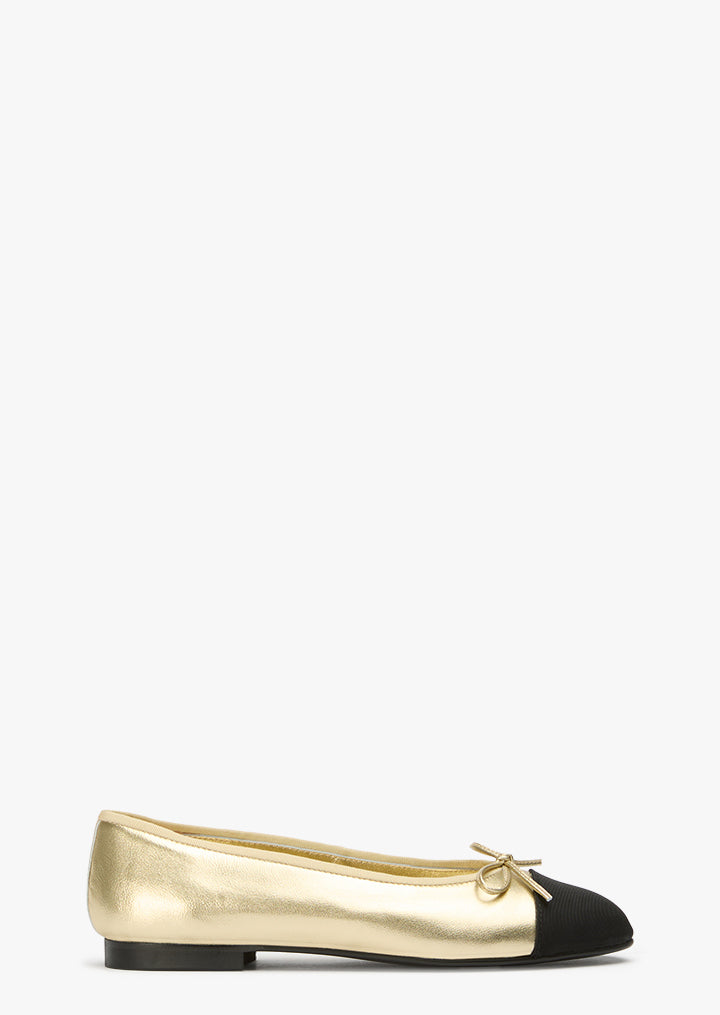 Robyn Gold Nappa/Black Grosgrain - Tony Bianco