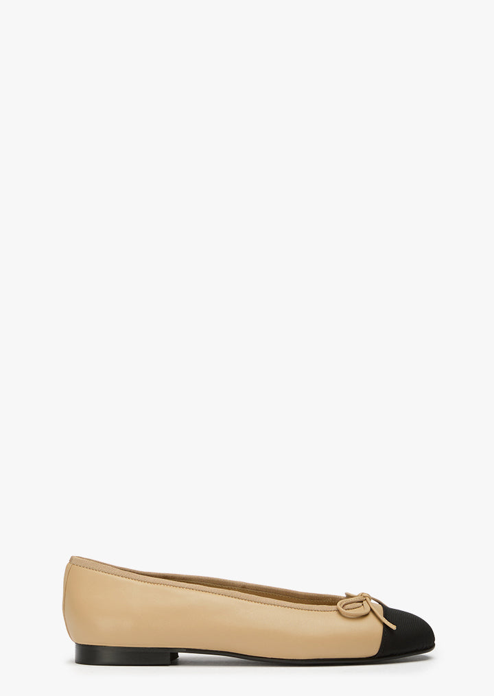 Robyn Sand Nappa/Black Grosgrain - Tony Bianco