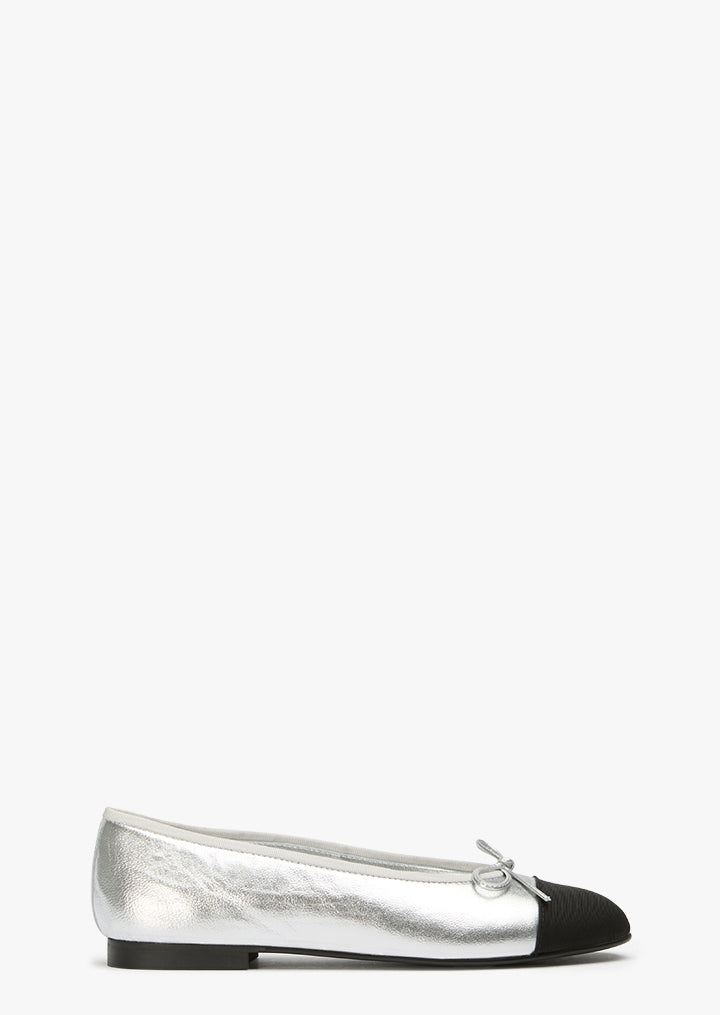 Robyn Silver Nappa/Black Grosgrain - Tony Bianco