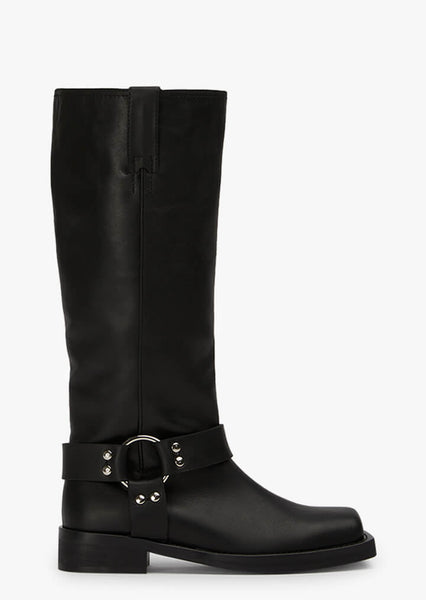 Biker Black Wax Calf Boots Boots Tony Bianco
